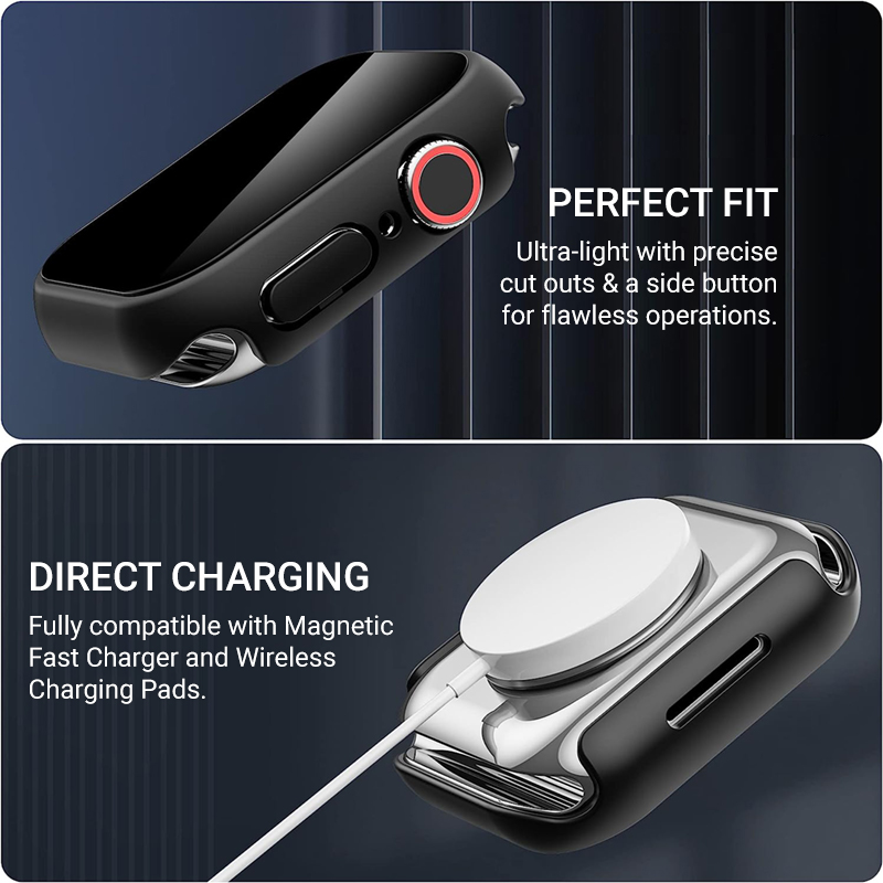 Crong Hybrid Watch Case - Etui ze szkłem Apple Watch 44mm (Carbon)