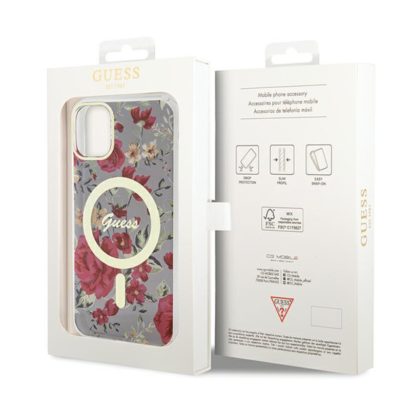 Guess Flower MagSafe - Etui iPhone 11 (Zielony)