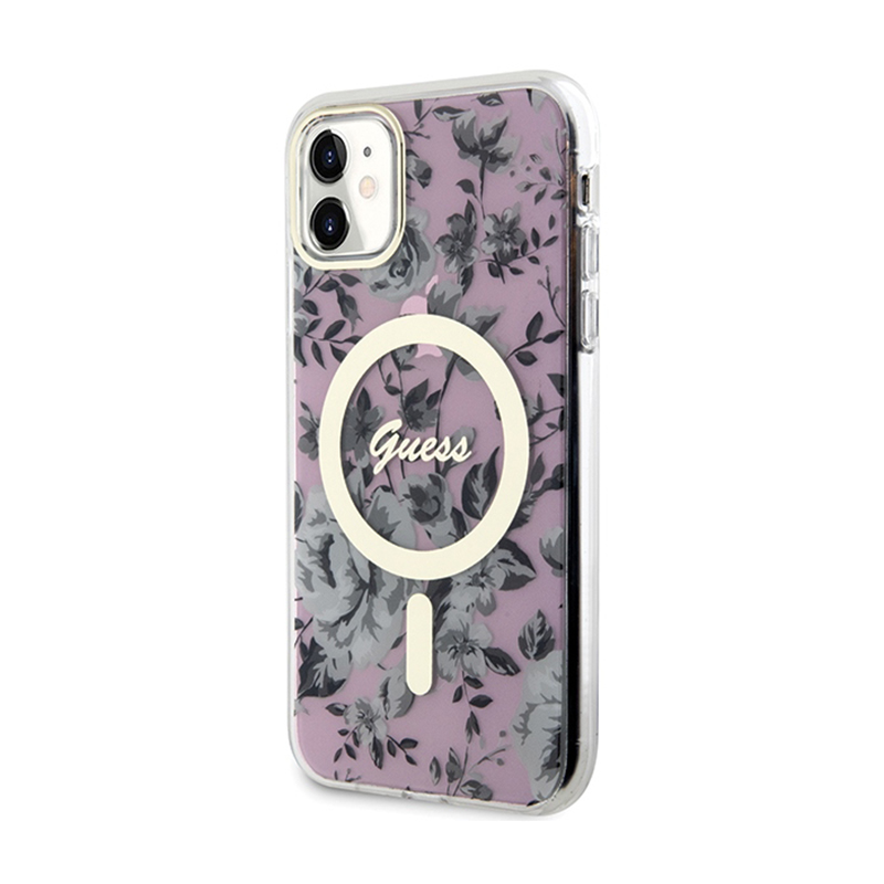 Guess Flower MagSafe - Etui iPhone 11 (Różowy)