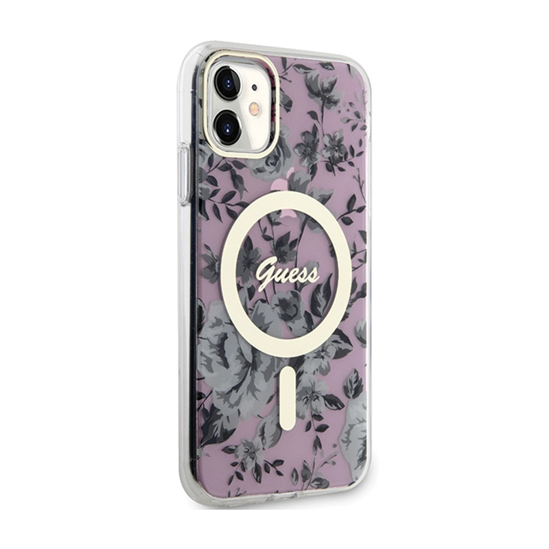 Guess Flower MagSafe - Etui iPhone 11 (Różowy)