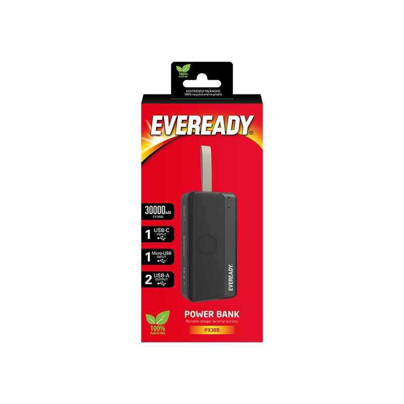 Eveready PX30B - Powerbank 30000 mAh 2x USB-A (Czarny)