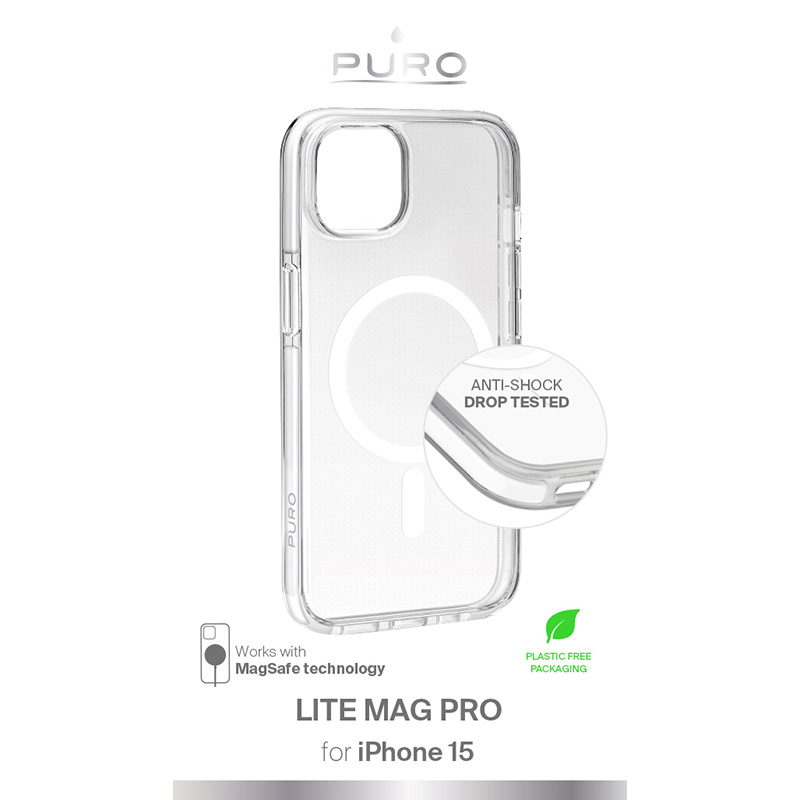PURO LITEMAG PRO - Etui iPhone 15 MagSafe (przezroczysty)