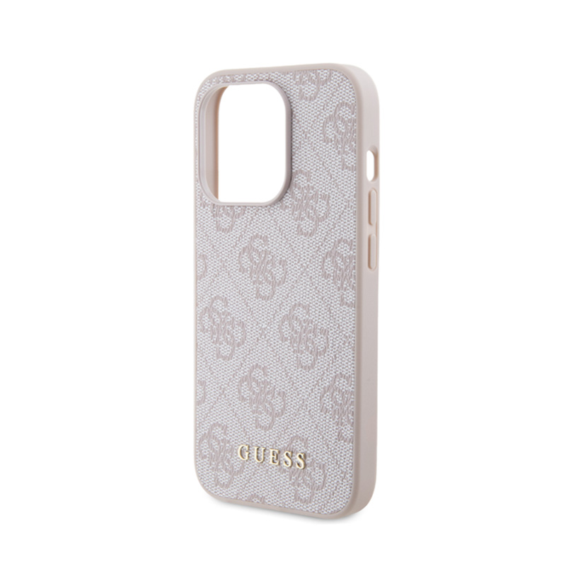 Guess 4G Metal Gold Logo - Etui iPhone 15 Pro (różowy)
