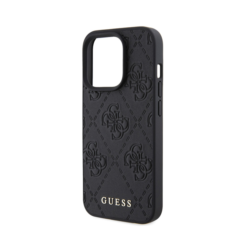 Guess Leather 4G Stamped - Etui iPhone 15 Pro (czarny)