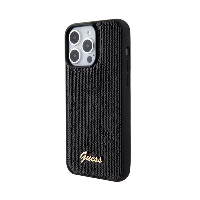 Guess Sequin Script Metal - Etui iPhone 15 Pro (czarny)