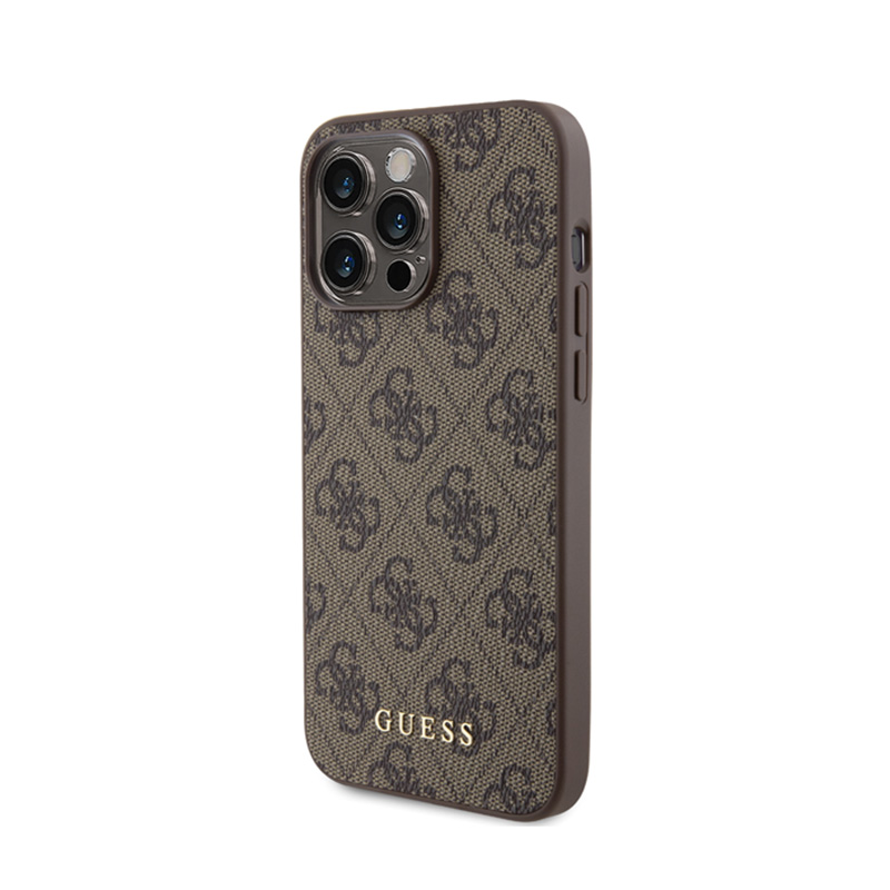 Guess 4G Metal Gold Logo - Etui iPhone 15 Pro Max (brązowy)