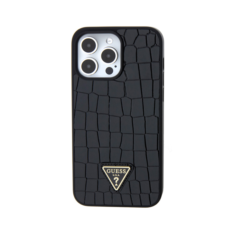 Guess Croco Triangle Metal Logo - Etui iPhone 15 Pro Max (czarny)