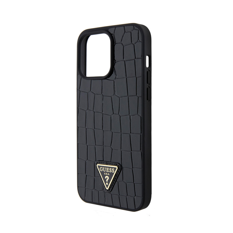 Guess Croco Triangle Metal Logo - Etui iPhone 15 Pro Max (czarny)