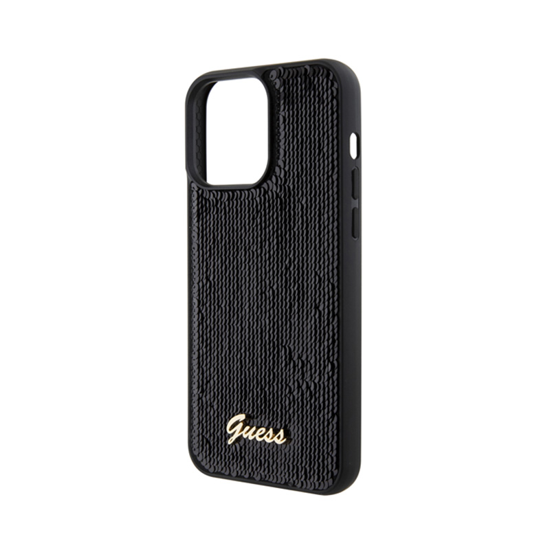 Guess Sequin Script Metal - Etui iPhone 15 Pro Max (czarny)