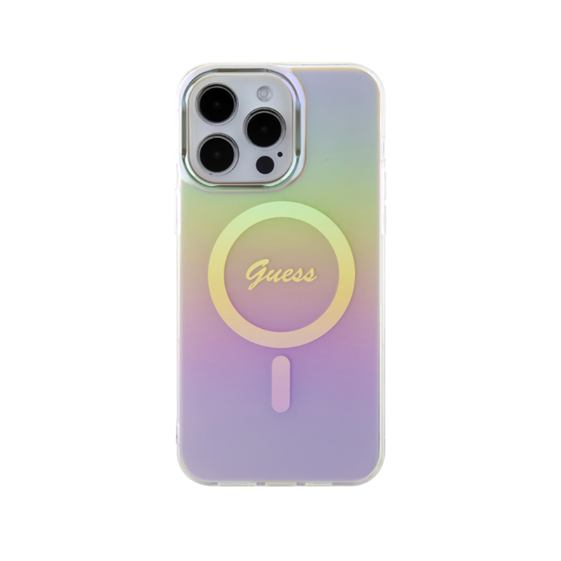 Guess IML Iridescent MagSafe - Etui iPhone 15 Pro (różowy)