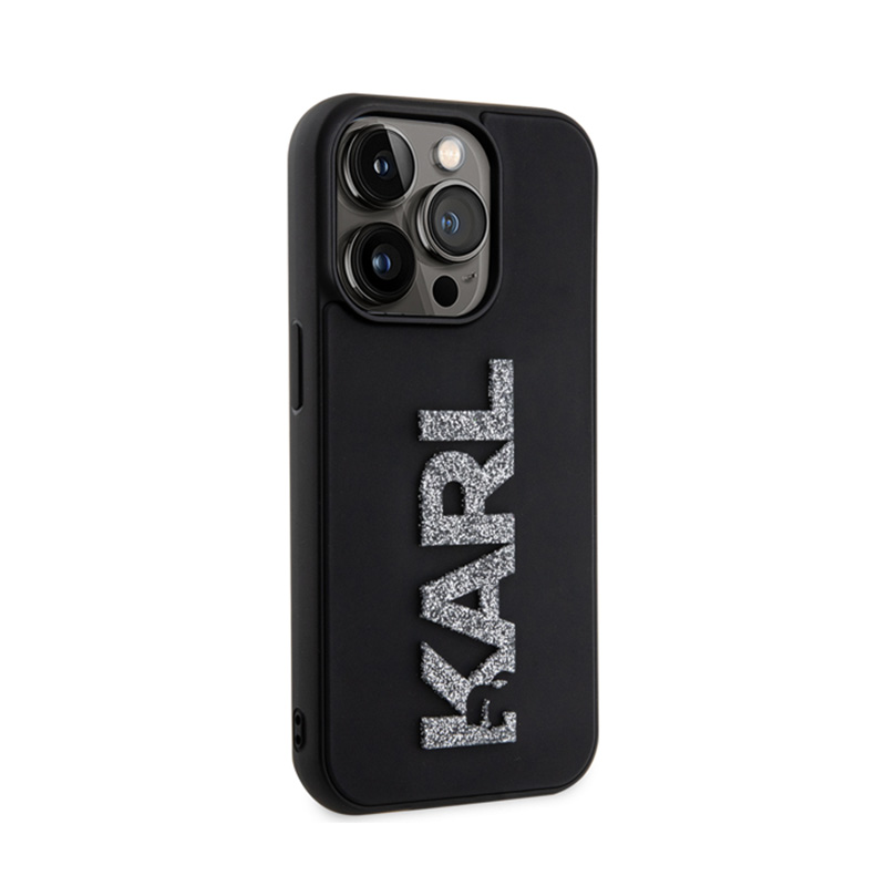 Karl Lagerfeld 3D Rubber Glitter Logo - Etui iPhone 15 Pro (czarny)
