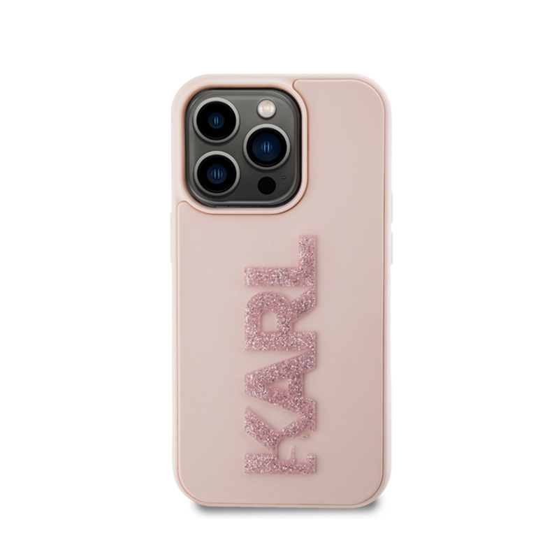 Karl Lagerfeld 3D Rubber Glitter Logo - Etui iPhone 15 Pro (różowy)