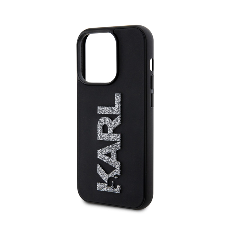 Karl Lagerfeld 3D Rubber Glitter Logo - Etui iPhone 15 Pro Max (czarny)