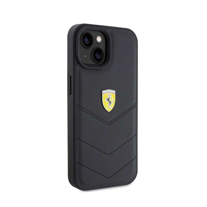 Ferrari Quilted Metal Logo - Etui iPhone 15 (czarny)