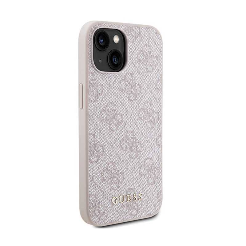 Guess 4G Metal Gold Logo - Etui iPhone 15 Plus (różowy)