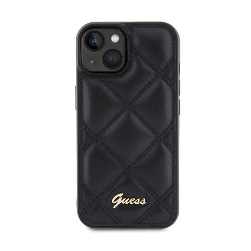Guess Quilted Metal Logo - Etui iPhone 15 (czarny)
