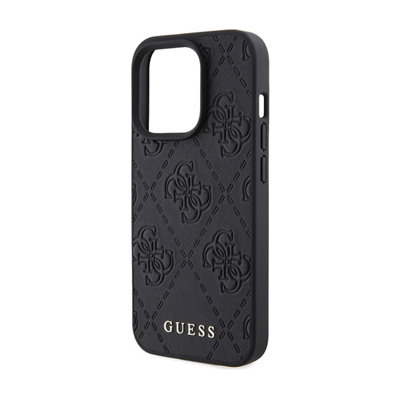 Guess Leather 4G Stamped - Etui iPhone 15 Pro Max (czarny)