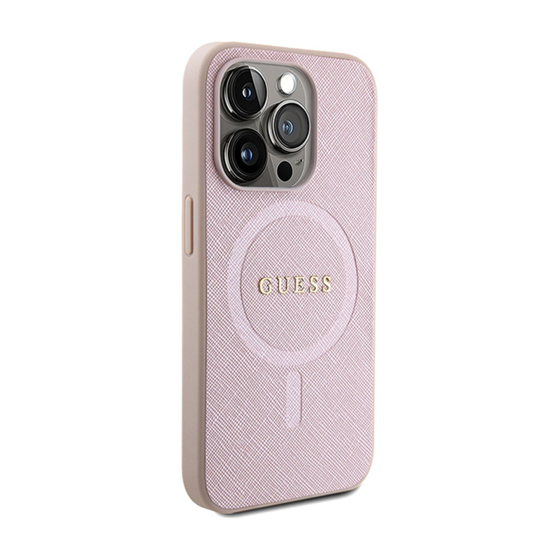 Guess Saffiano MagSafe - Etui iPhone 15 Pro Max (różowy)