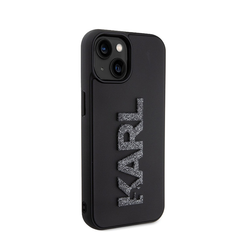 Karl Lagerfeld 3D Rubber Glitter Logo - Etui iPhone 15 Plus (czarny)