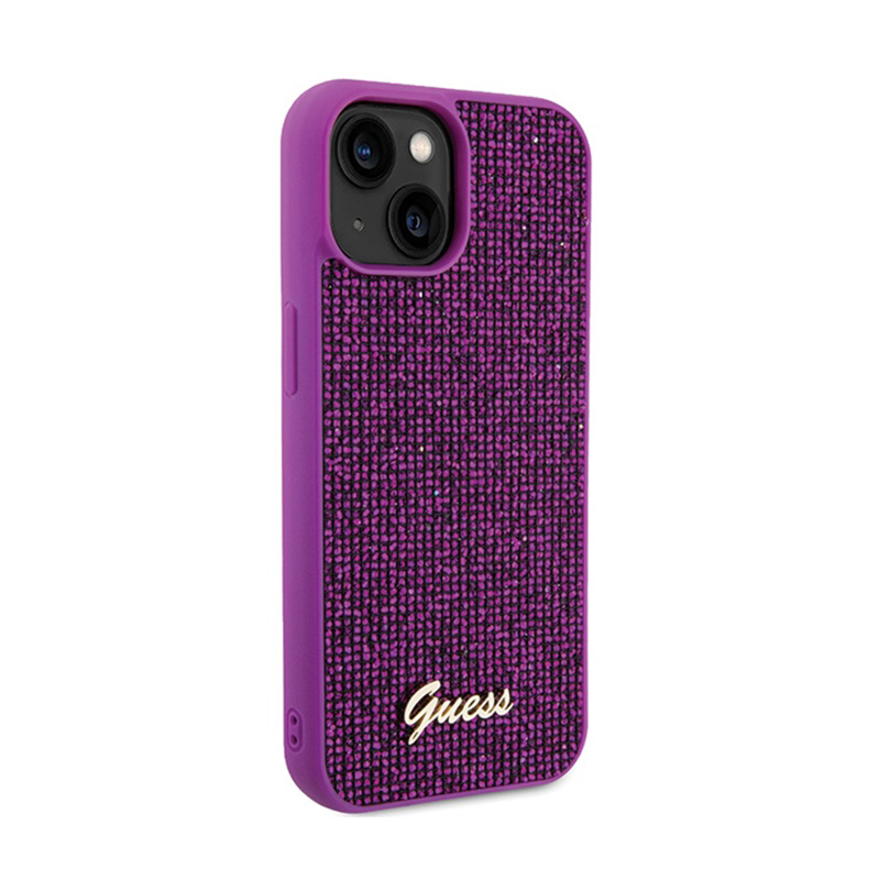 Guess Disco Metal Script - Etui iPhone 15 (fuksja)