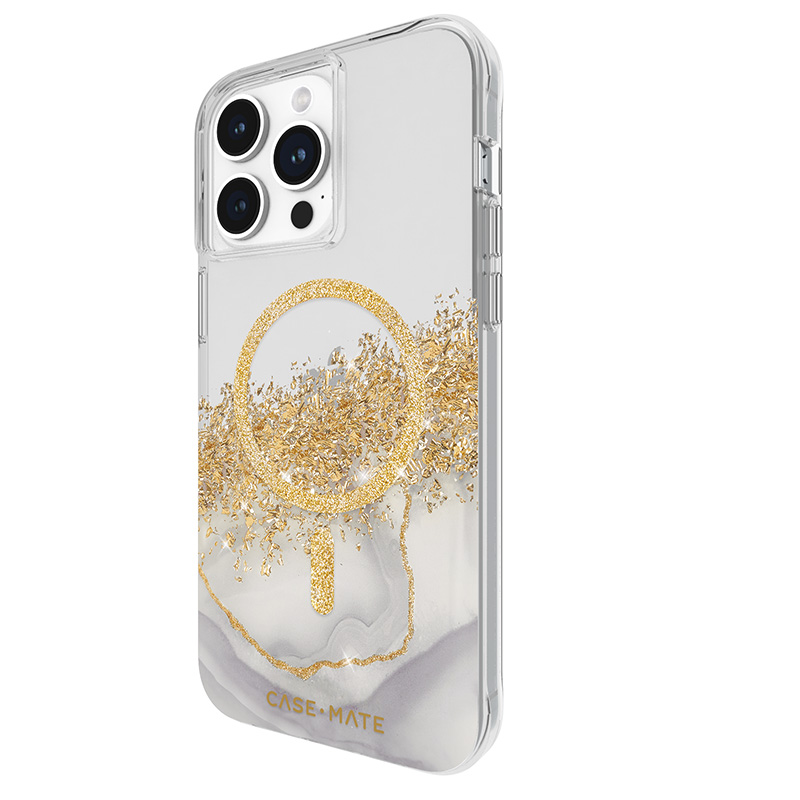 Case-Mate Karat MagSafe - Etui iPhone 15 Pro Max zdobione złotem (Marble)