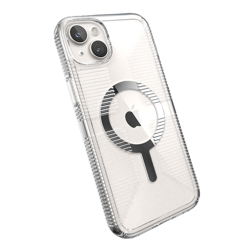 Speck Gemshell Grip + MagSafe - Etui do iPhone 15 Plus / iPhone 14 Plus (Clear / Chrome Finish)
