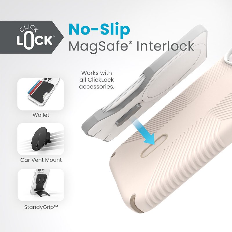 Speck Presidio2 Grip ClickLock & MagSafe - Etui iPhone 15 / iPhone 14 / iPhone 13 (Bleached Bone / Heirloom Gold / Hazel Brown)