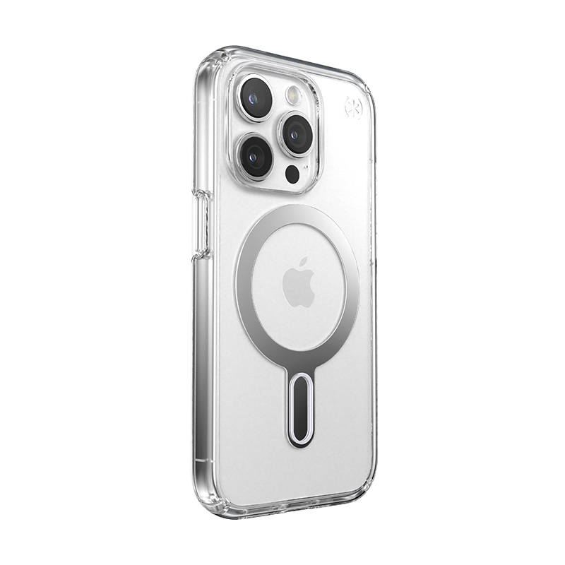 Speck Presidio Perfect-Clear ClickLock & MagSafe - Etui iPhone 15 Pro (Clear / Chrome Finish / Serene Silver)