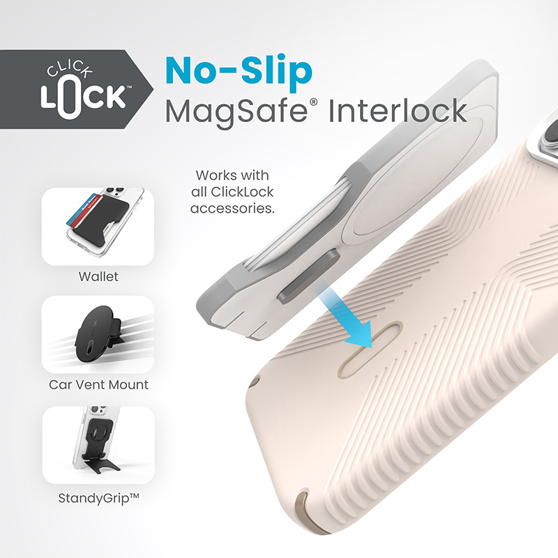 Speck Presidio2 Grip ClickLock & MagSafe - Etui iPhone 15 Pro Max (Bleached Bone / Heirloom Gold / Hazel Brown)