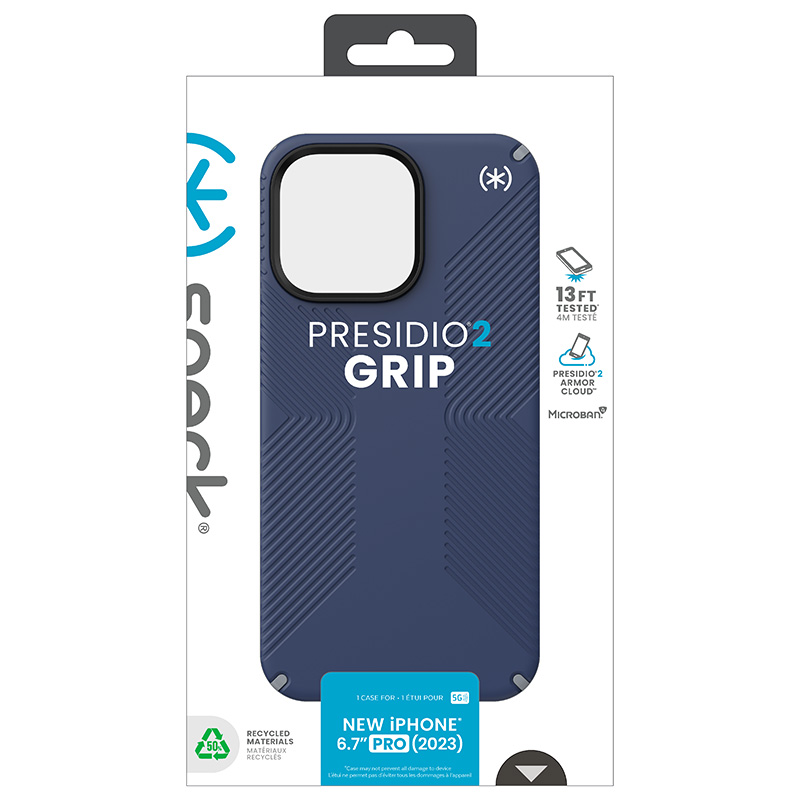 Speck Presidio2 Grip - Etui iPhone 15 Pro Max (Coastal Blue / Dustgrey / White)