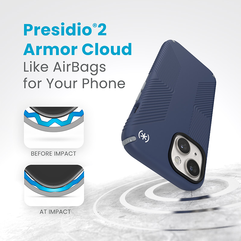 Speck Presidio2 Grip Magsafe - Etui iPhone 15 / iPhone 14 / iPhone 13 (Coastal Blue / Dustgrey / White)