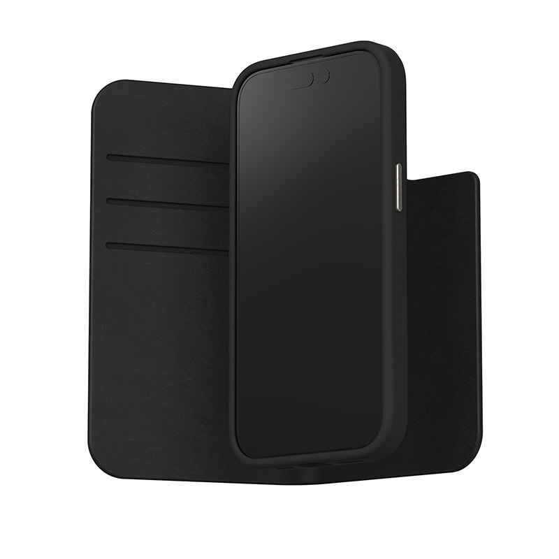 Moshi Overture MagSafe - Skórzane etui 3w1 z klapką iPhone 15 (Midnight Black)
