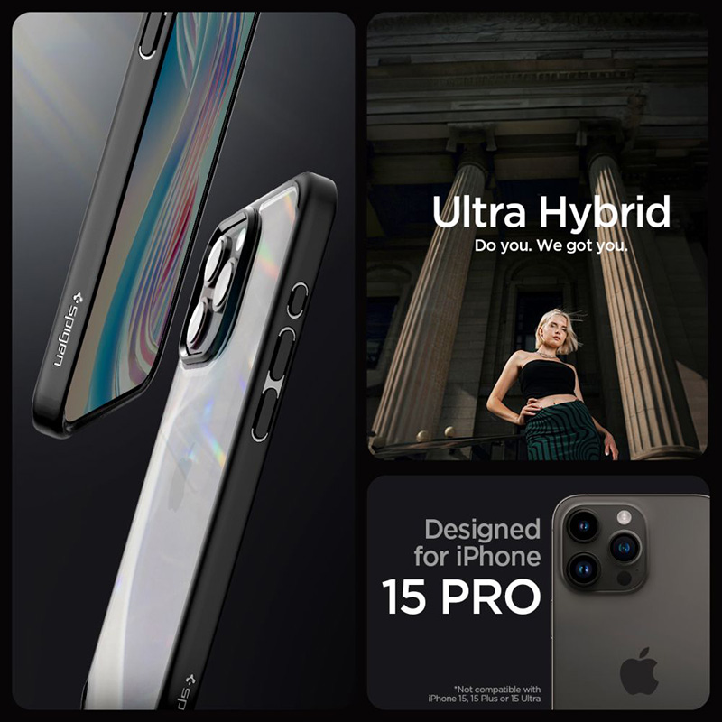 Spigen Ultra Hybrid - Etui do iPhone 15 Pro (Matte Black)