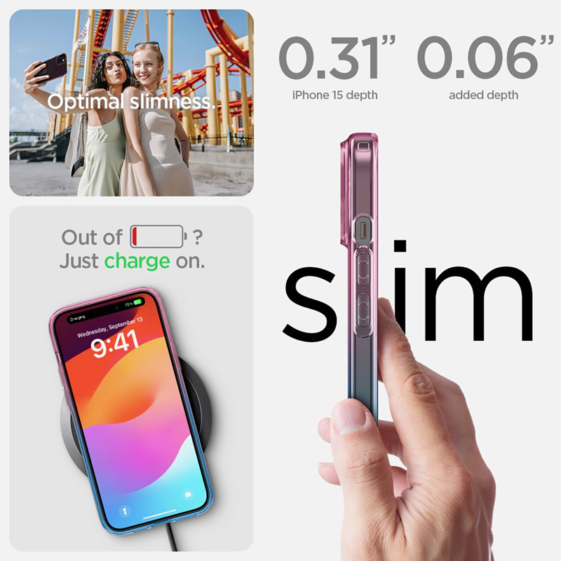 Spigen Liquid Crystal Glitter - Etui do iPhone 15 (Gradation Pink)