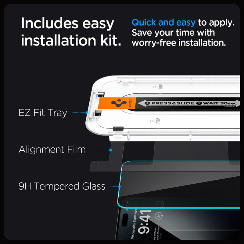 Spigen GLAS.TR EZ FIT Privacy 2-Pack - Szkło hartowane z filtrem prywatyzującym do iPhone 15 Pro Max 2 szt