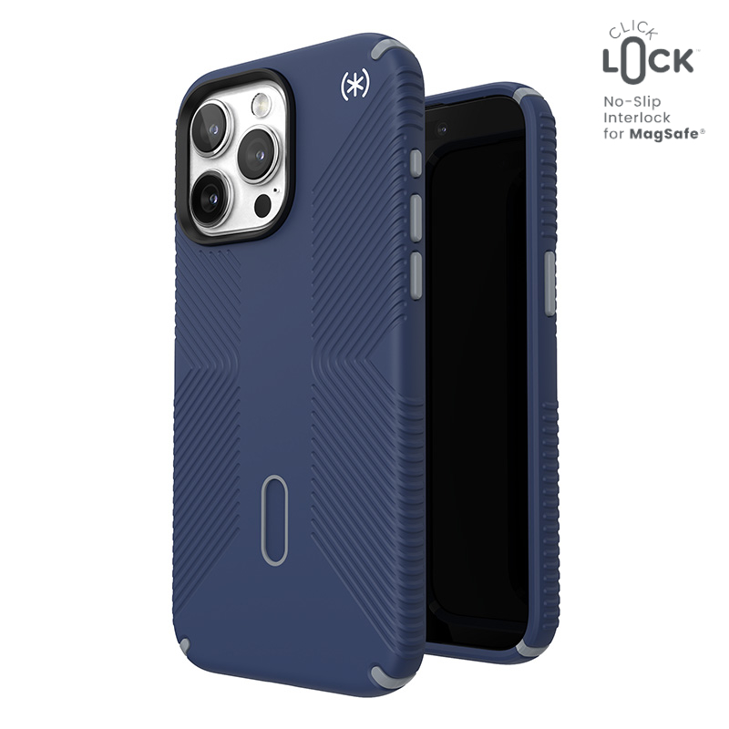 Speck Presidio2 Grip ClickLock & MagSafe - Etui iPhone 15 Pro Max (Coastal Blue / Dust Grey)