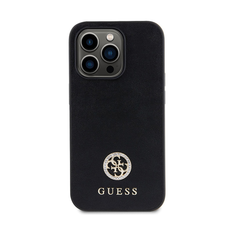 Guess 4G Strass Metal Logo - Etui iPhone 15 Pro (czarny)