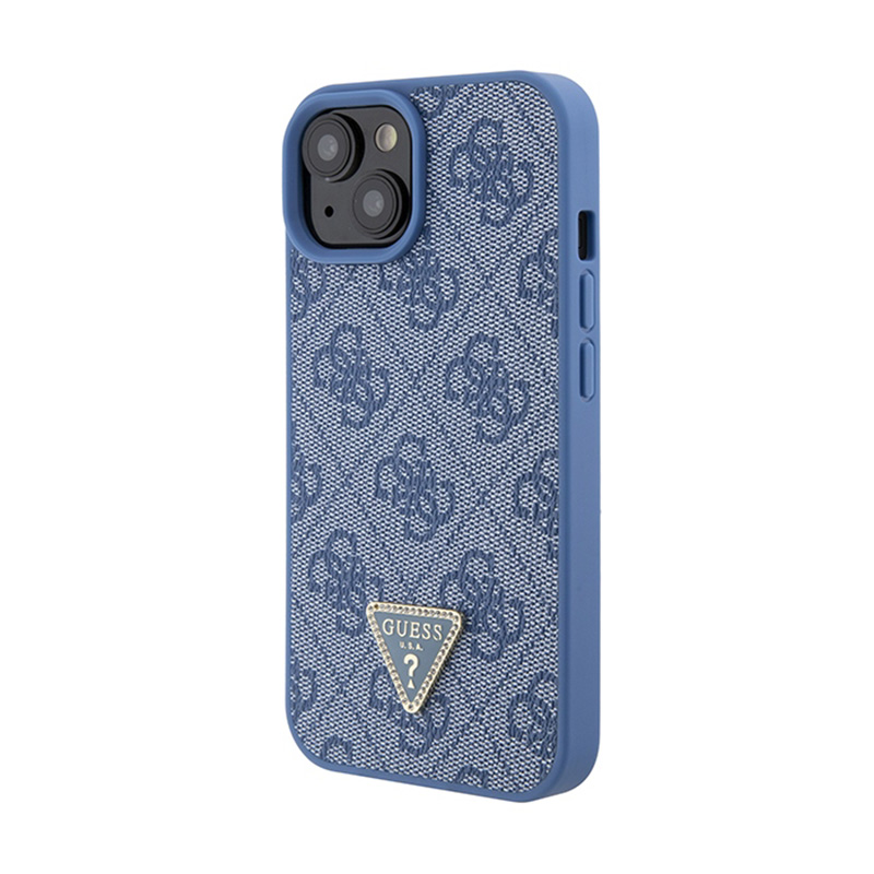 Guess Leather 4G Triangle Strass - Etui iPhone 15 (niebieski)