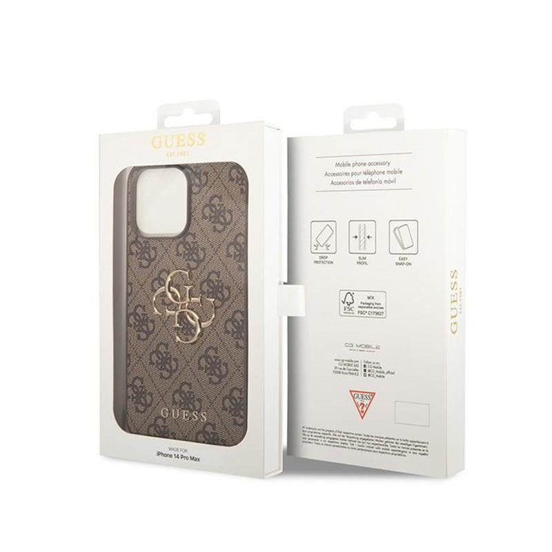 Guess 4G Big Metal Logo - Etui iPhone 15 Pro Max (brązowy)