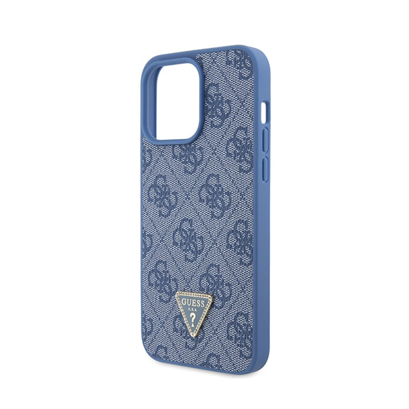 Guess Leather 4G Triangle Strass - Etui iPhone 15 Pro Max (niebieski)