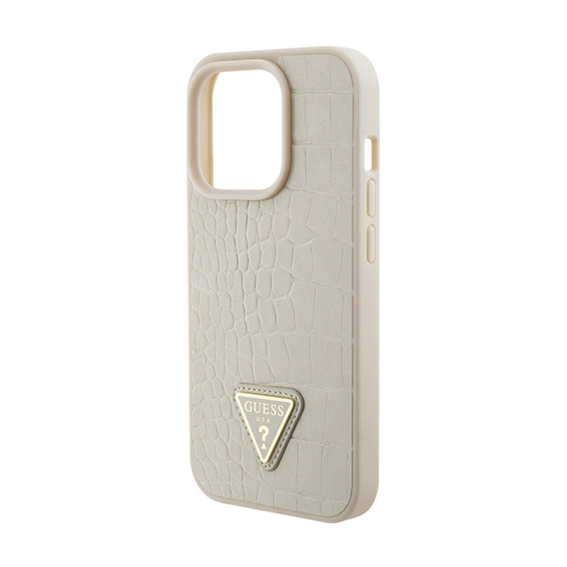 Guess Croco Triangle Metal Logo - Etui iPhone 15 Pro Max (złoty)