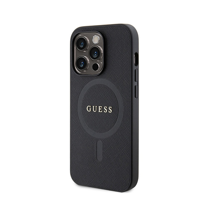 Guess Saffiano MagSafe - Etui iPhone 15 Pro (czarny)