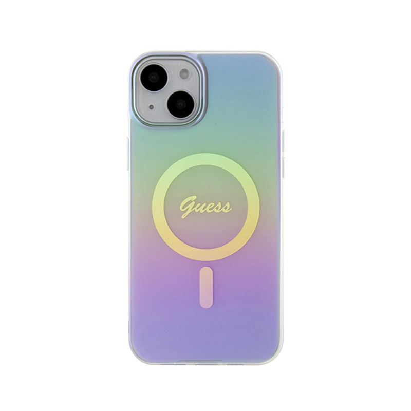 Guess IML Iridescent MagSafe - Etui iPhone 15 Plus (fioletowy)