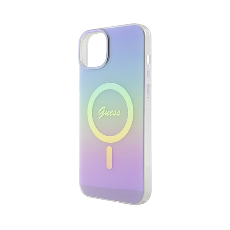 Guess IML Iridescent MagSafe - Etui iPhone 15 Plus (fioletowy)