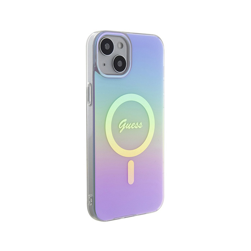 Guess IML Iridescent MagSafe - Etui iPhone 15 (fioletowy)
