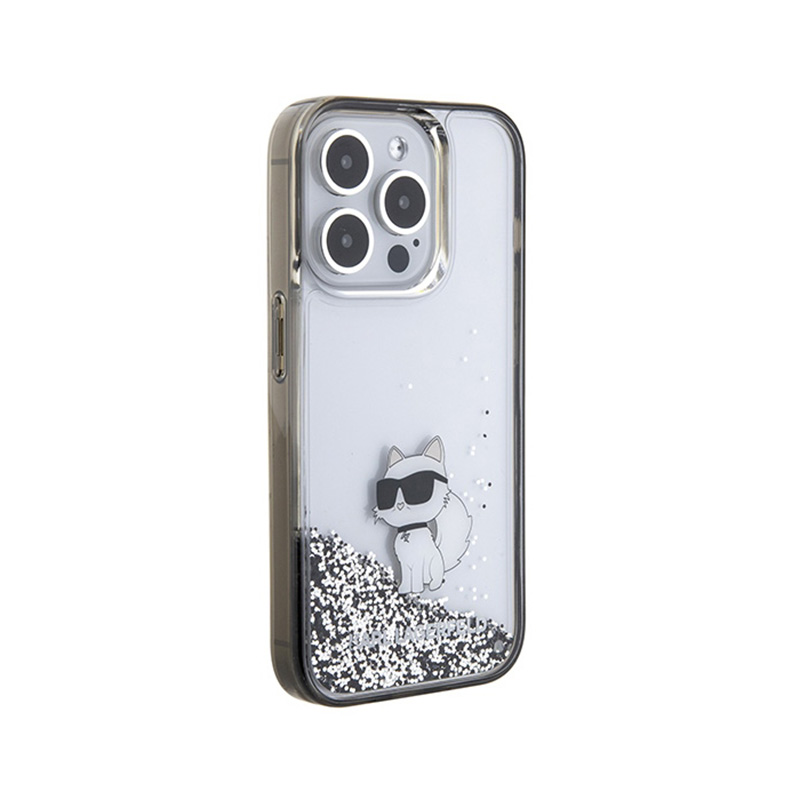 Karl Lagerfeld Liquid Glitter Choupette - Etui iPhone 15 Pro (przezroczysty)