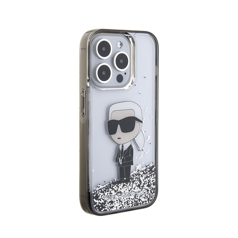 Karl Lagerfeld Liquid Glitter Ikonik - Etui iPhone 15 Pro (przezroczysty)