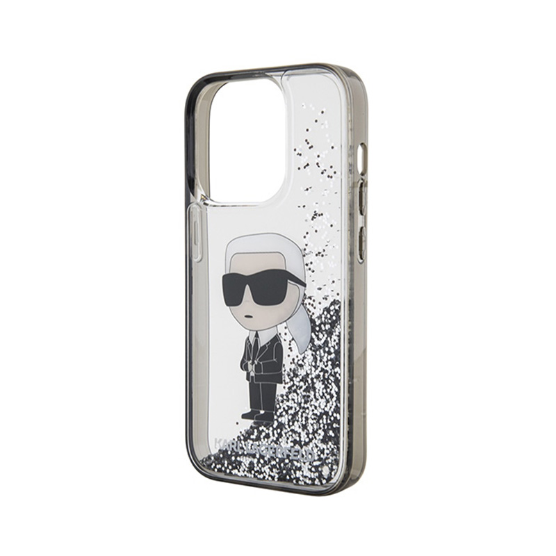 Karl Lagerfeld Liquid Glitter Ikonik - Etui iPhone 15 Pro (przezroczysty)