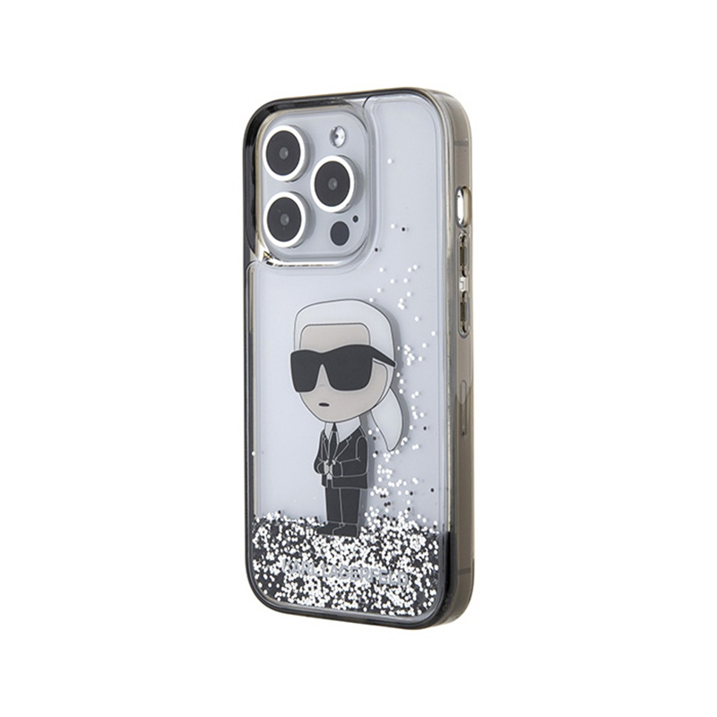 Karl Lagerfeld Liquid Glitter Ikonik - Etui iPhone 15 Pro Max (przezroczysty)