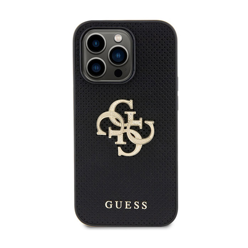 Guess Perforated 4G Glitter - Etui iPhone 15 Pro (czarny)